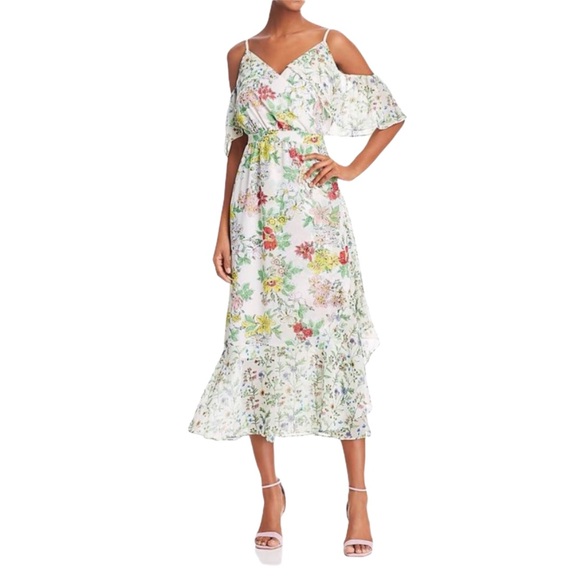 Nanette Lepore Cold Shoulder Floral Midi Dress - Picture 3 of 14